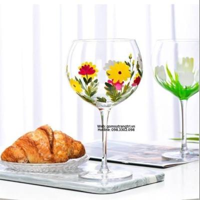 LY RƯỢU VẼ TAY HỌA TIẾT 4 MÙA